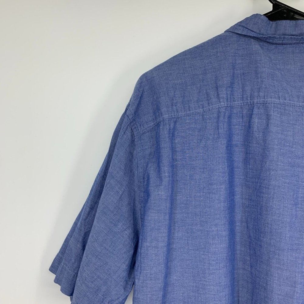 H&M Mens Shirt Regular Fit Blue Button Down Short Sleeve Oxford - Picture 8 of 10